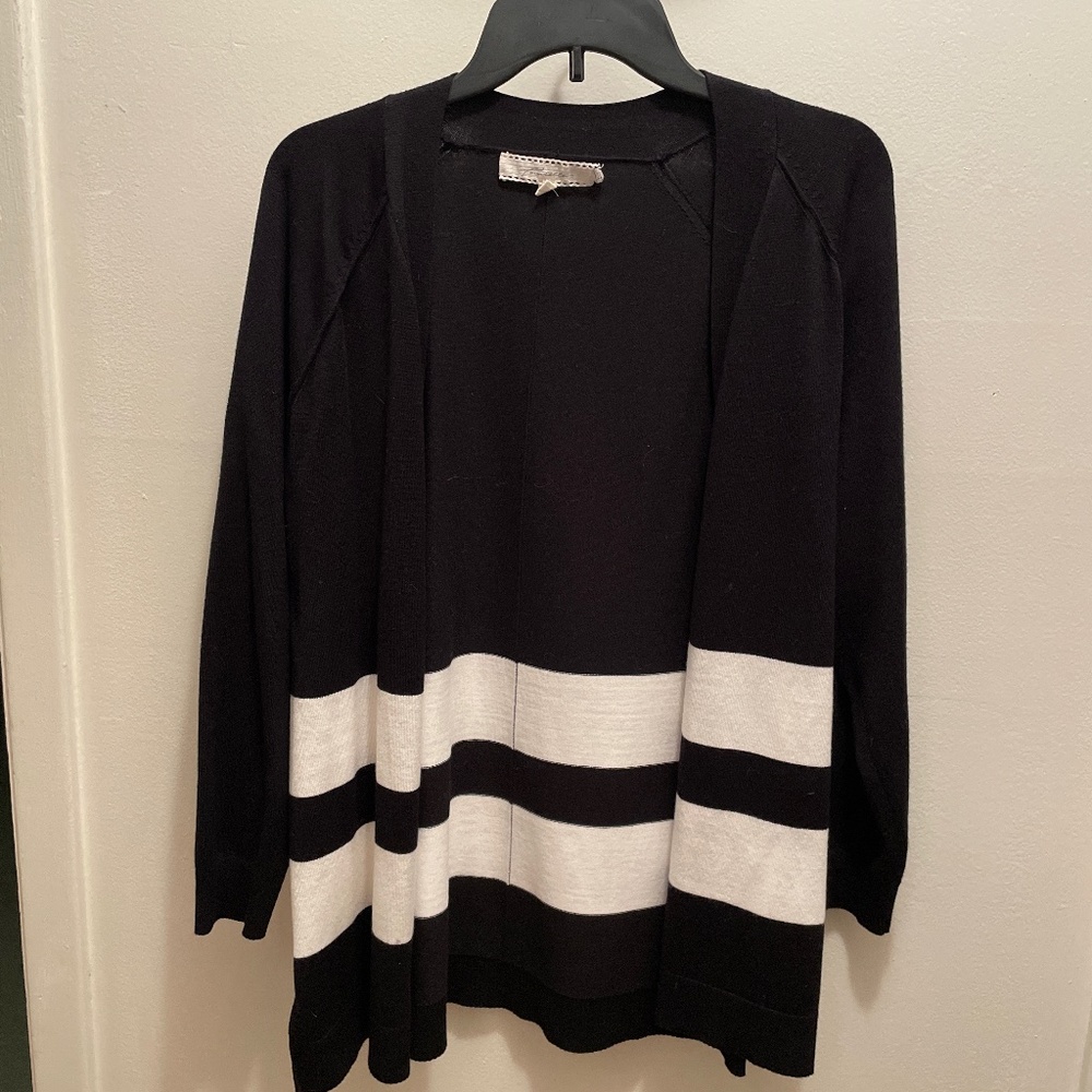 Black with white stripes vintage cardigan size large